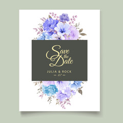 Watercolor chrysanthemum floral wedding invitation card  vector design