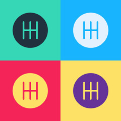 Pop art Gear shifter icon isolated on color background. Transmission icon. Vector