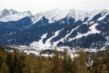 ski resort "ARKHYZ", opening of the season at the ski resort. Russia, Karachay-Cherkessia, March 5, 2021.