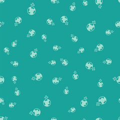 Green Feminism in the world icon isolated seamless pattern on green background. Fight for freedom, independence, equality. Vector