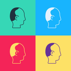 Pop art Baldness icon isolated on color background. Alopecia. Vector