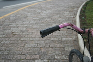 Fototapeta na wymiar bike landscape path direction pink cycling
