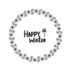 Cute winter card for everybody gift to send by email and social media in hand drawing style. 
