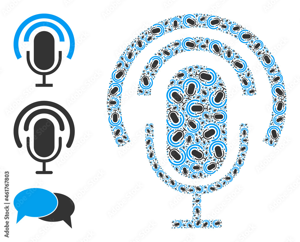 Poster itself fractal composition podcast microphone. vector podcast microphone fractal is composed of rand