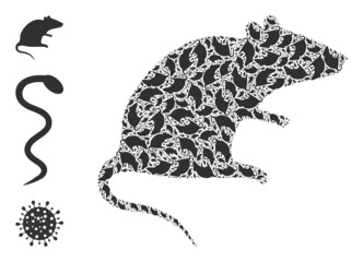 Itself fractal composition rat. Vector rat composition is created of scattered fractal rat elements. Abstract design.