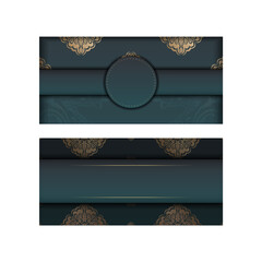 Gradient green card with luxury gold ornaments for your design.