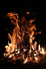 Fototapeta na wymiar Fire made from wood burning in a stove
