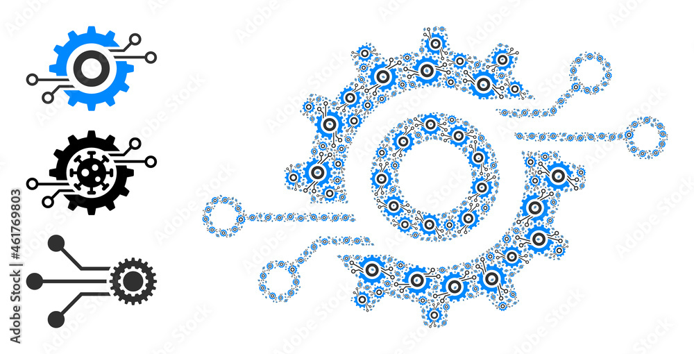 Poster itself fractal composition nanobot circuit wheel. vector nanobot circuit wheel composition is compos