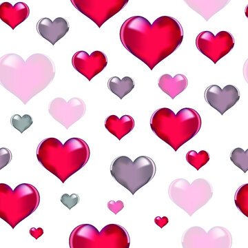 Seamless Heart Pattern, 3d hearts