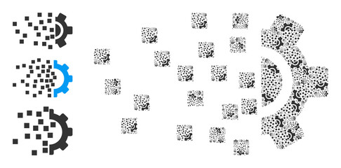 Itself fractal collage synthesis gear. Vector synthesis gear fractal is organized of randomized itself synthesis gear icons. Abstract design.