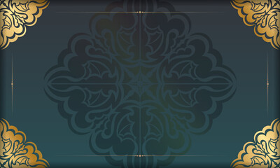 Green gradient banner with greek gold pattern and text space