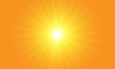 Warm sun on a yellow background. Leto.bliki solar rays.Оrange yellow background.