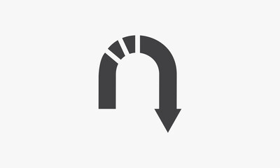 N letter logo turn concept on white background.