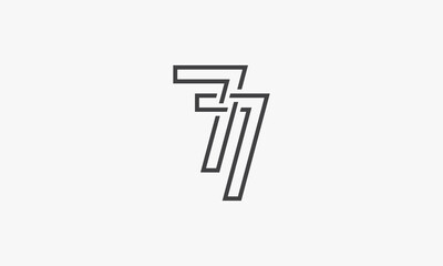 line number 7 or 77 logo isolated on white background.