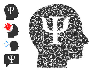 Itself recursion collage psychology. Vector psychology collage is designed of scattered itself psychology elements. Flat design.