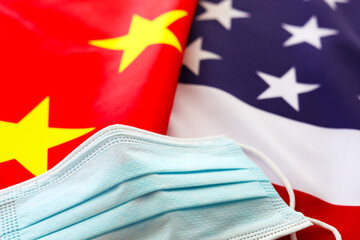 Covid 19 with China and USA Flags Epidemic Health - 461771897