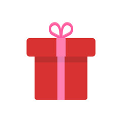red gift box,flat vector image. illustration of a gift on a white isolated background. the symbol of the holiday, Christmas, new year and birthday