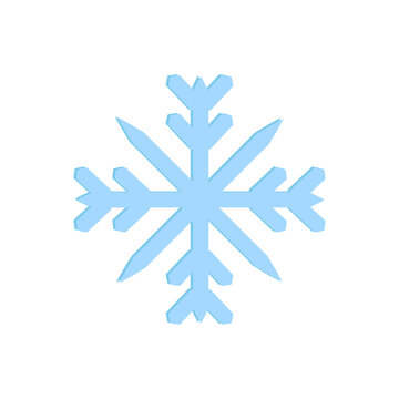 christmas snowflake flat vector image. one snowflake of light blue color on a white isolated background. icon, symbol of winter and Christmas
