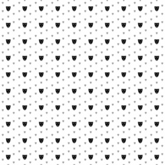 Square seamless background pattern from black theatrical masks are different sizes and opacity. The pattern is evenly filled. Vector illustration on white background