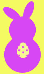 Easter bunny silhouette with egg decorated with flowers