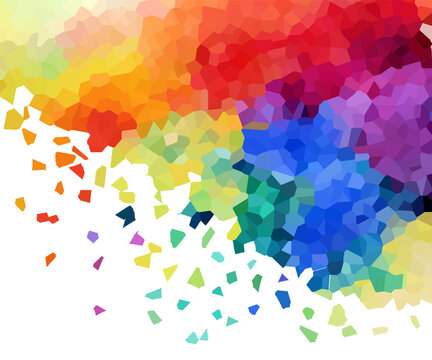 Multi-colored mosaic. Rainbow background. Flying puzzle pieces. Vector illustration