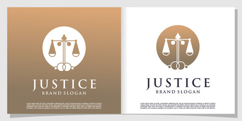 Justice logo with creative unique concept Premium Vector