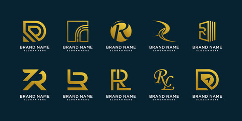 Fototapeta premium R logo collection with creative element style Premium Vector