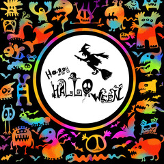 Fototapeta premium Funny monsters. Happy Halloween. Vector illustration