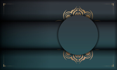 Green gradient banner with luxury gold pattern and logo space