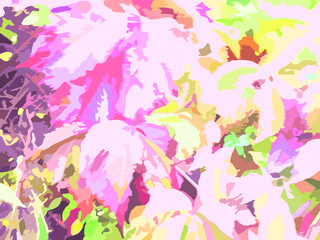 Colorful beautiful autumn background in pink-yellow tones for textiles or wallpaper. Bright foliage motif for backgrounds and textures, prints and posters, fabric products, creative compositions, etc.