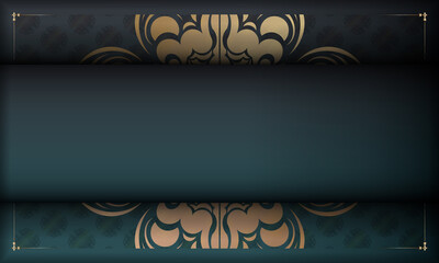Green gradient banner with greek gold pattern and logo space