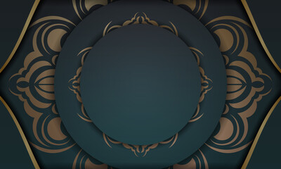 Green gradient banner with greek gold pattern for logo design