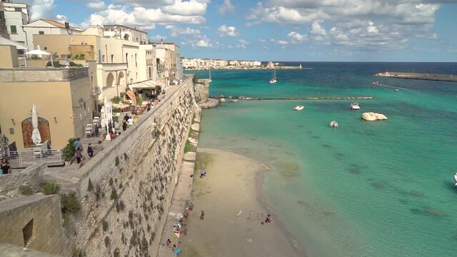 OTRANTO (ITALY). SUMMER 2021. View of the city, the beach and seaside