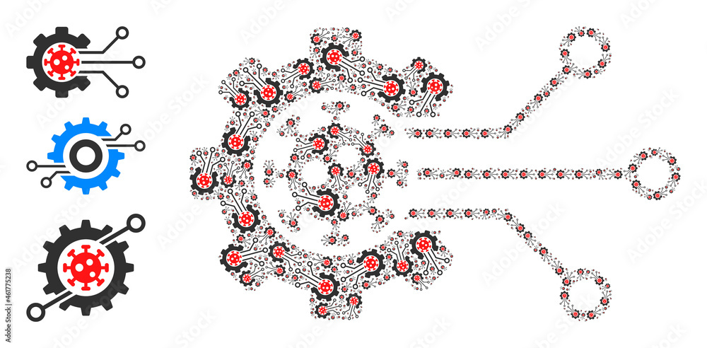 Poster itself fractal collage virus engineering. vector virus engineering collage is done of random fractal
