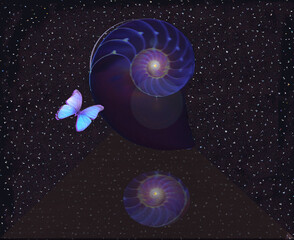Planet Space stars road lights butterfly fantastic art