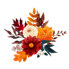 Fall bouquet, floral autumn composition, hand drawn vector