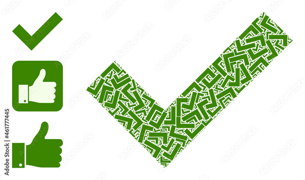 Poster itself fractal collage yes tick. vector yes tick fractal is created from randomized fractal yes tick
