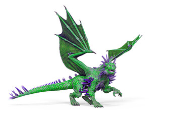 Naklejka premium dragon is walking side view