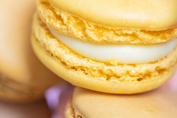 yellow macaron close up 