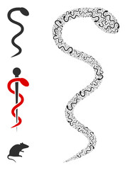 Itself recursion composition snake. Vector snake composition is organized of repeating fractal snake pictograms. Abstract design.
