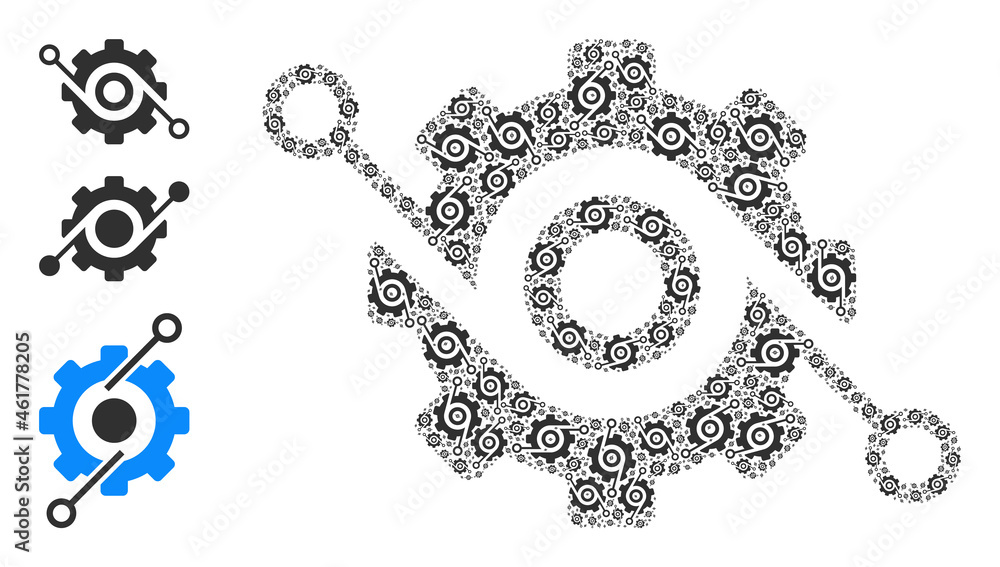 Aufkleber itself fractal composition smart gear. vector smart gear composition is constructed from repeating i