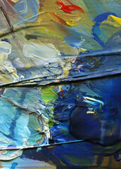 Paint diffusion texture, artist's palette. Cosmic clouds, color expression