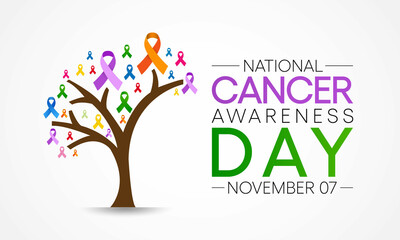 Cancer awareness day is observed every year on November 7, to raise awareness of cancer and to encourage its prevention, detection, and treatment. Vector illustration