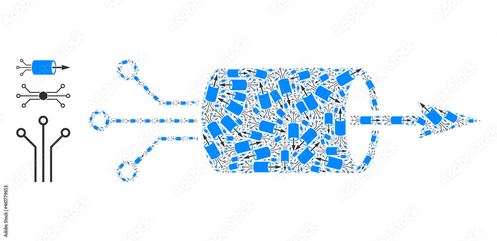 Poster itself fractal collage vpn integration. vector vpn integration collage is made from repeating itself