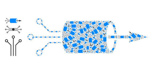 Itself fractal collage VPN integration. Vector VPN integration collage is made from repeating itself VPN integration icons. Flat design.