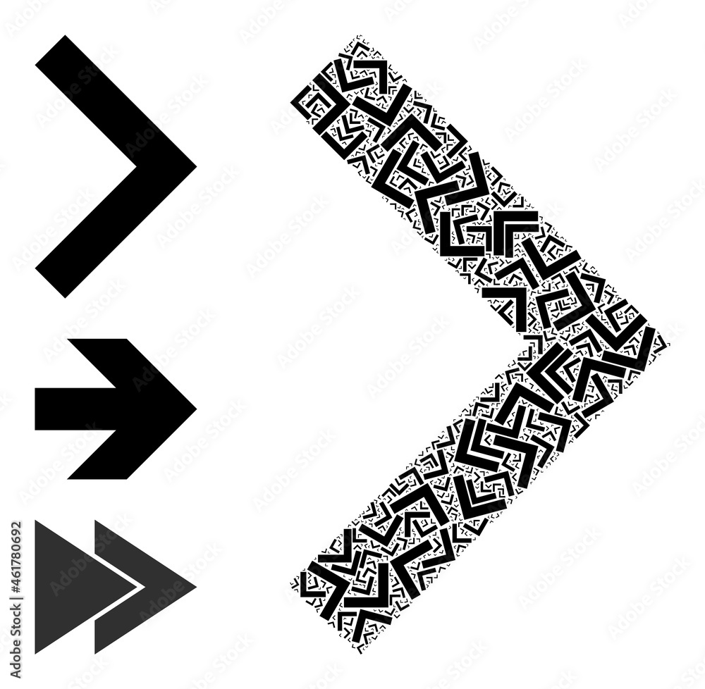 Poster itself fractal mosaic right direction. vector right direction mosaic is organized from randomized fr