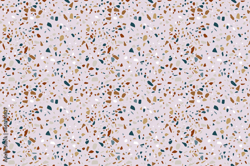 Poster vector colorful seamless pattern with venetian terrazzo. marble texture with scattered stone. modern