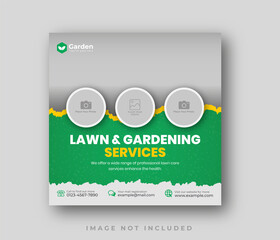 Nature Garden landscaping care service social media post design template