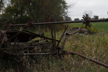 old tractor on a farm 