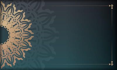 Green gradient banner with greek gold pattern for design under your logo or text